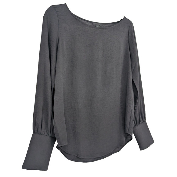 Ann Taylor Black Chiffon Crepe Pearl Button Cuff Mutton Sleeve Classic Blouse XS - Picture 3 of 8